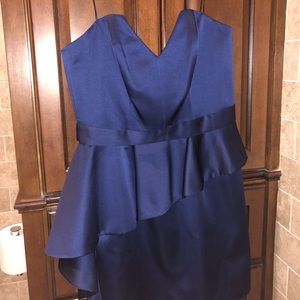 Strapless Navy Formal Dress